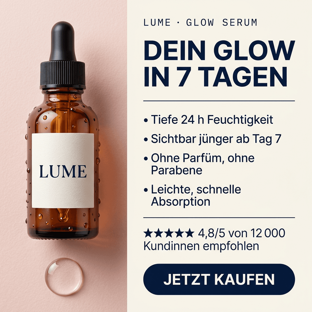 LUME ad in German with headline, bullets, and CTA
