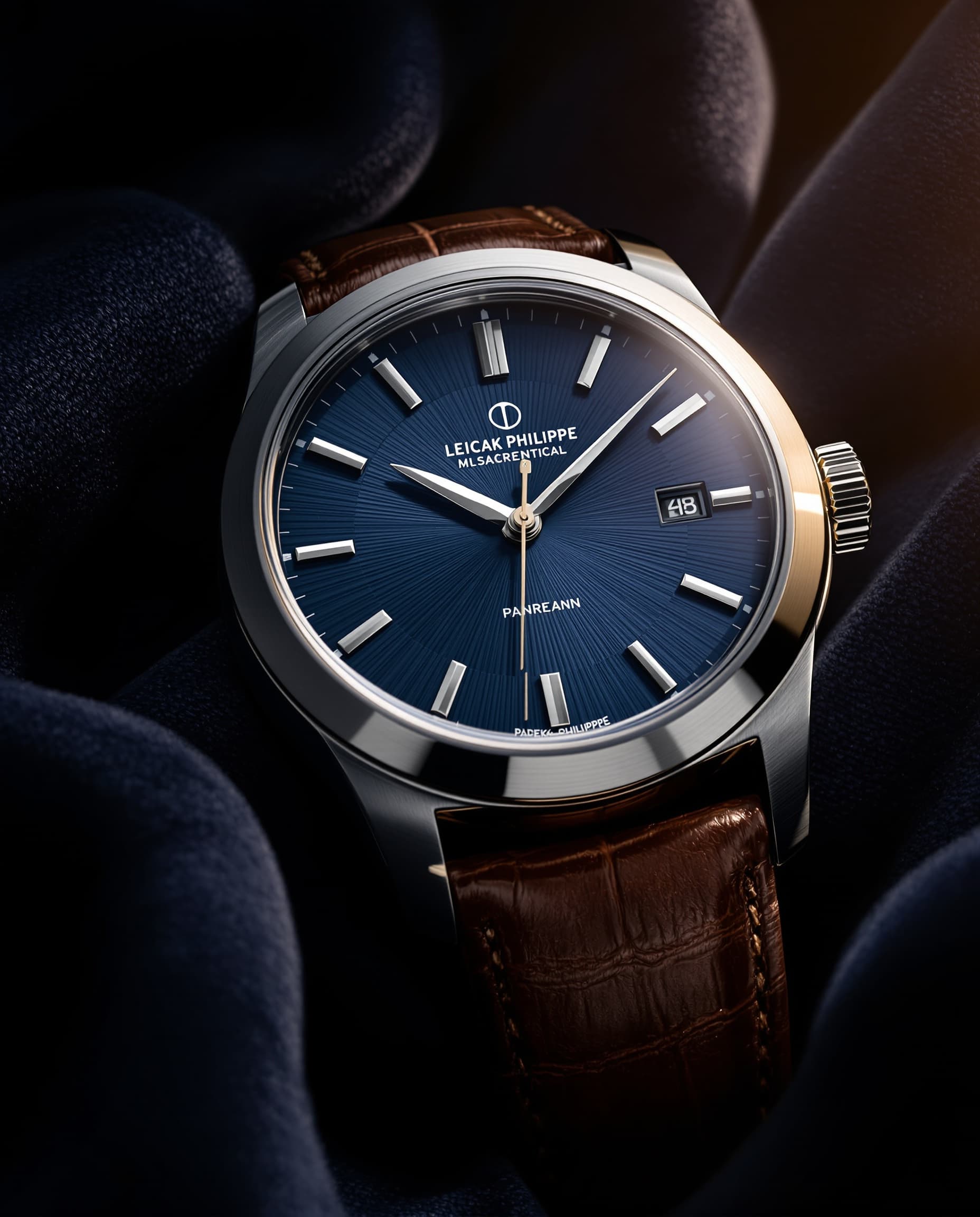 Mechanical watch on velvet surface
